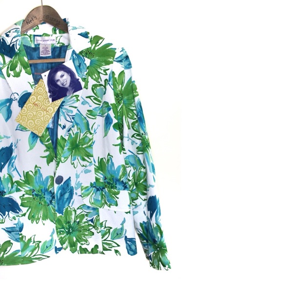 Susan Graver NWT Tropical Floral Vibrant Blazer 8 - Picture 3 of 13